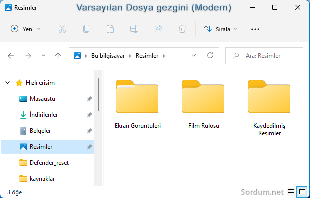 Windows 11 varsayılan dosya gezgini