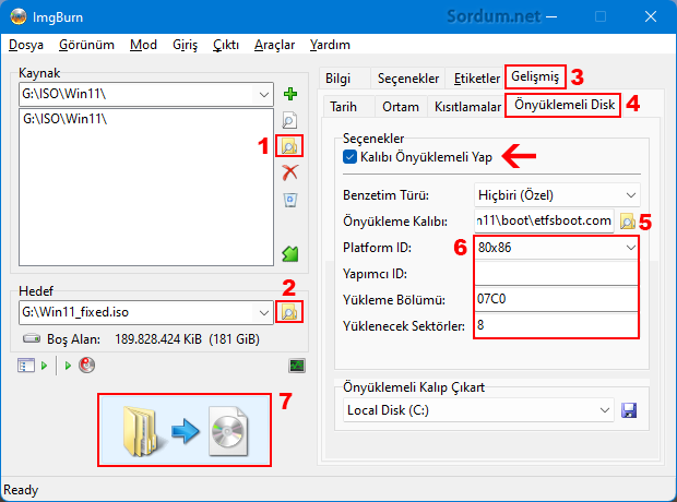 IMGBurn ile Bootlu ISO ayarları