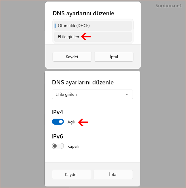 DNS Ayarlarını düzenle