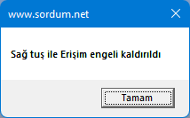 Sağtuş erişim engeli kaldırıldı