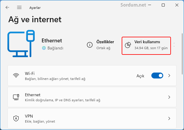 Windowsta internet kotası nasıl bulunur