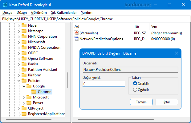 NetworkPredictionOptions Reg değeri