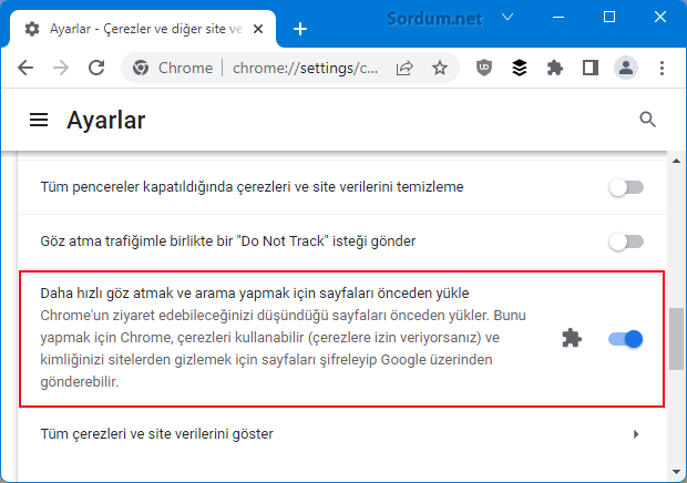 Chrome de sayfalar Hızlı yüklensin