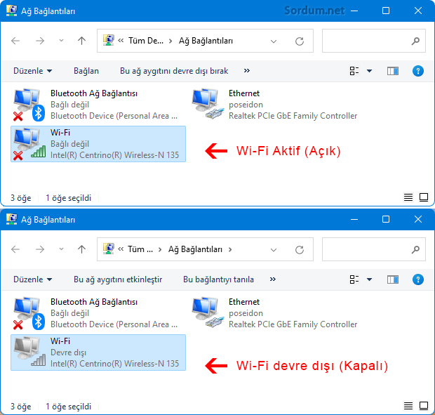 Wi-Fi bağlantı durumu