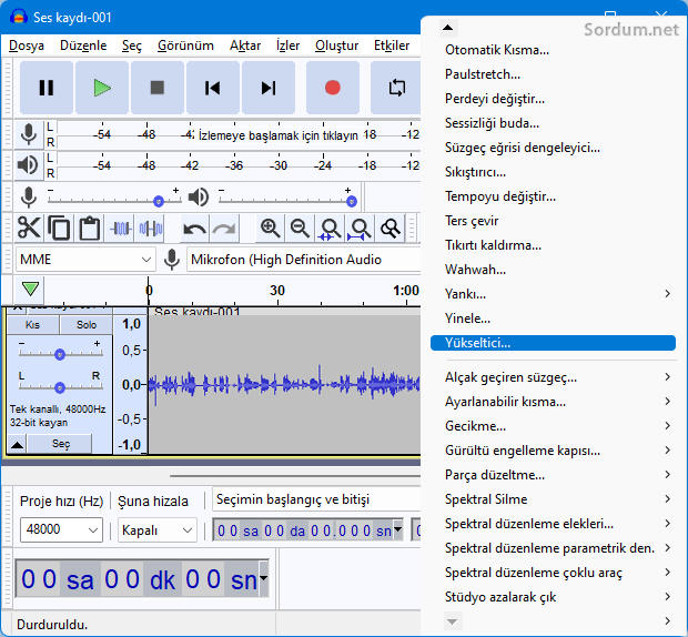 Audacity yükseltici