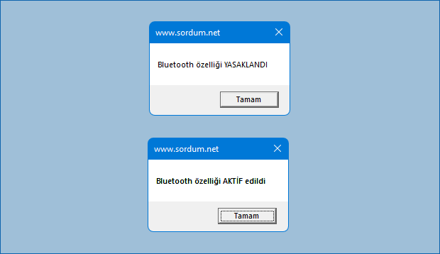 Vbscript ile Bluetooth yasakla