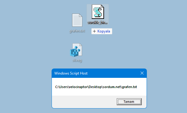 VBscript te sürükle bırak