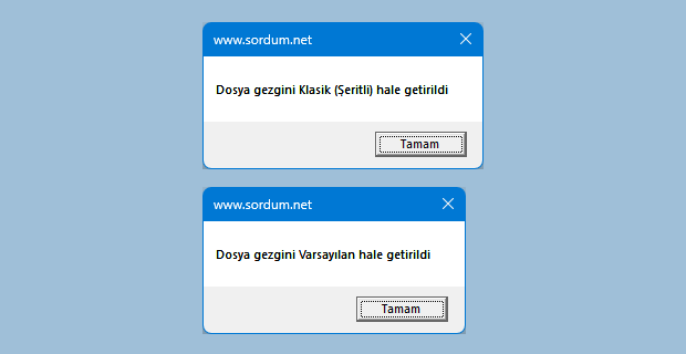 VBscript ile Klasik dosya gezgini arayüzü