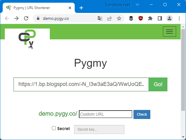 pygmy kısa URL servisi