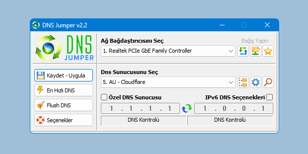 Dns Jumper arayüzü