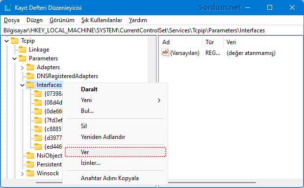 DNS leri Registry ile yedekle