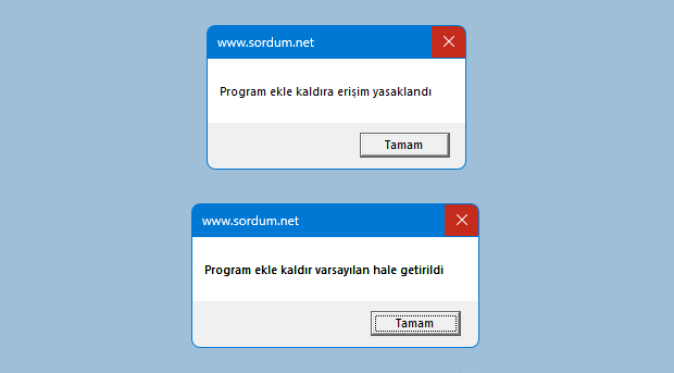 Vbscript ile Program ekle kaldırı yasakla