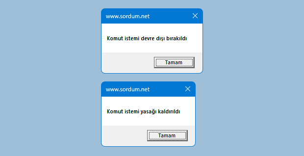 Vbscript ile Cmd yasağını kaldır