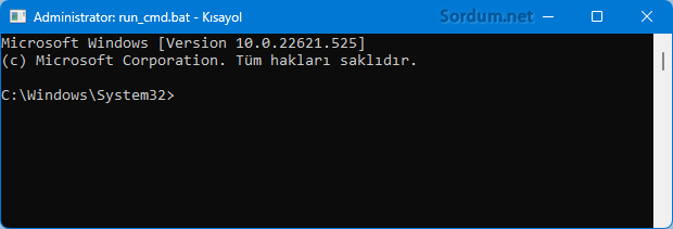 yönetici yetkilerinde cmd