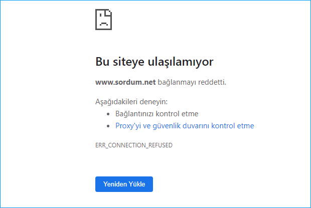 Bu siteye ulaşılamıyor hatası