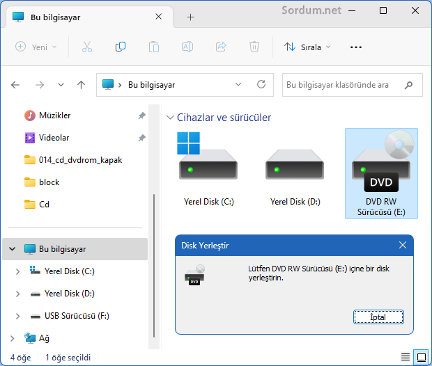 DVDRW kapağı açılmayacak