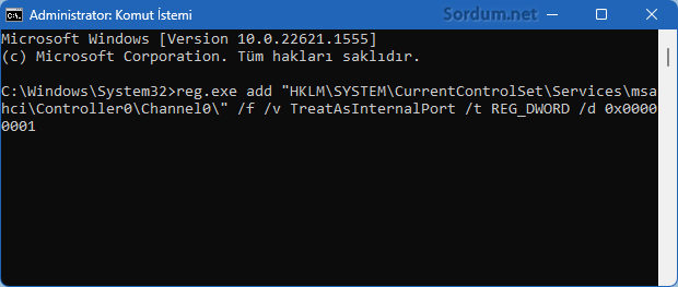 Windows Sabit diski tak çıkar olarak görüyor