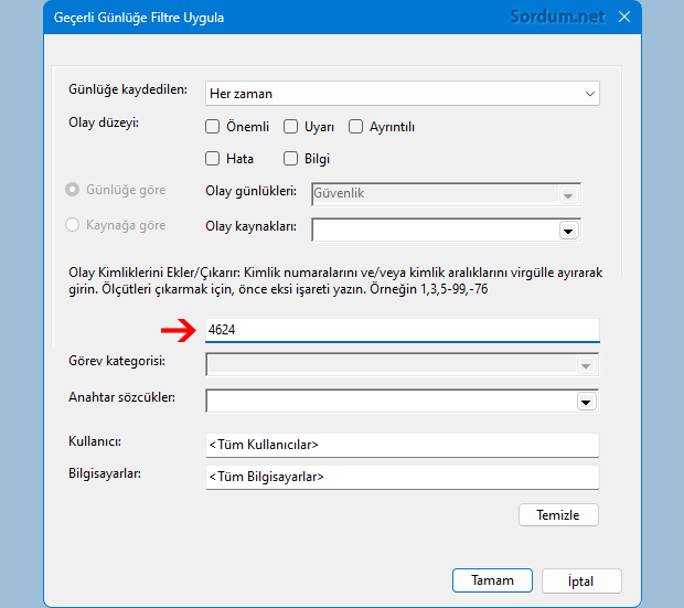 4624 olay günlüğü