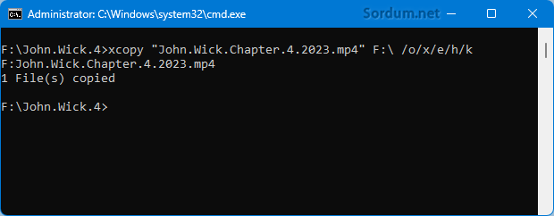 Cmd komutu ile kopyalama yapın