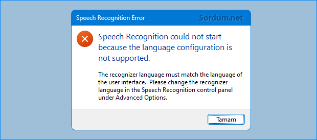 Konuşma Tanıma hatası