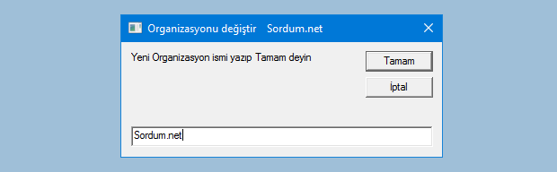 vbs organizasyon ismi değiştir