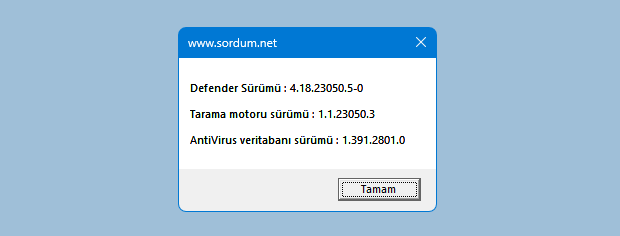 VBscript ile Defender sürümünü Bulun