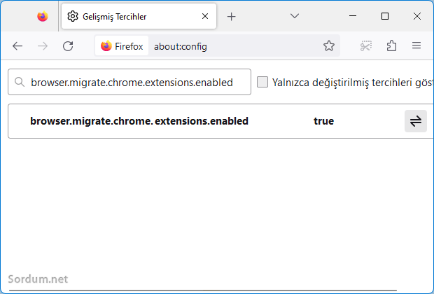 Tarayıcı eklentilerini Firefox a aktarma ayarı