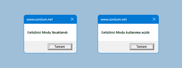 Geliştirci modu nasıl yasaklanır