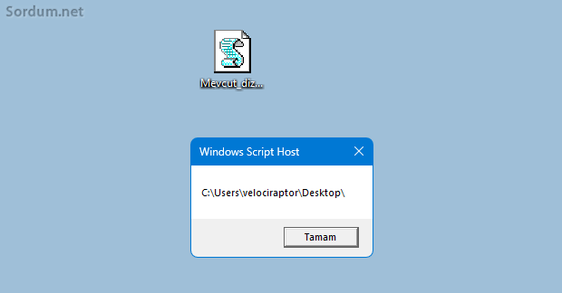 Mavcut dizinin yolunu veren vbscript kodları