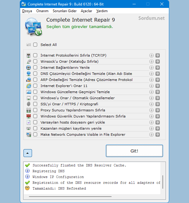 Complete internet repair flush dns cache