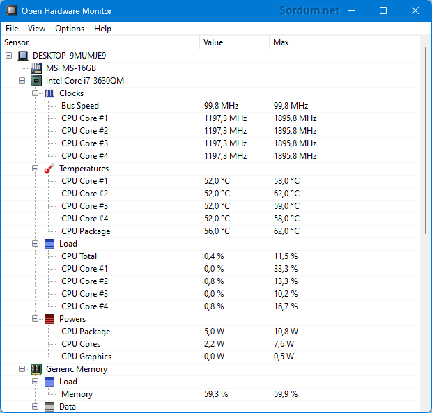 Open Hw monitor