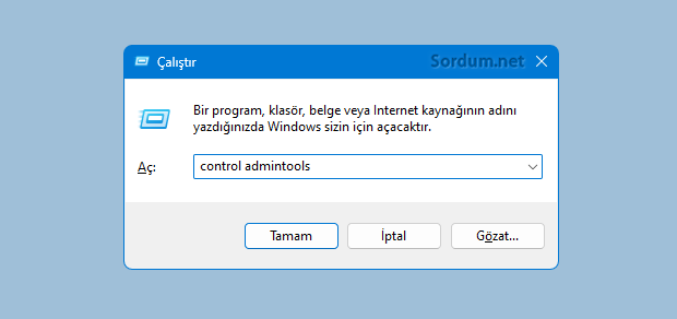 Çalıştır kutusundan Windows araçlarına erişim