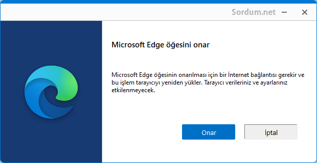 Microsoft EDGE öğesini Onar