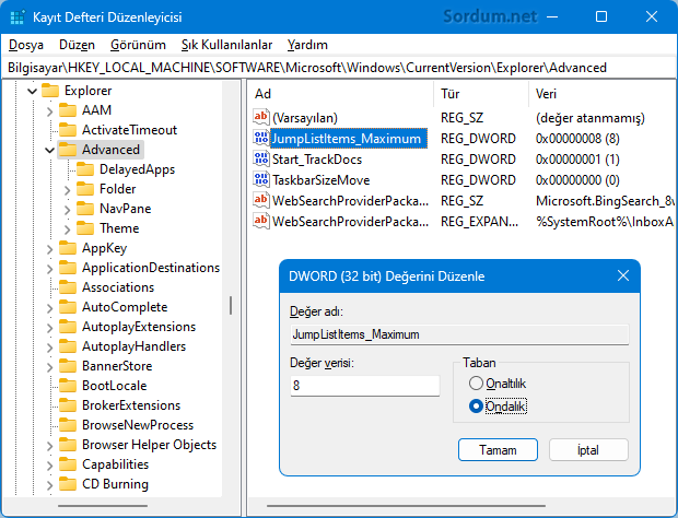 JumpListItems_Maximum değeri