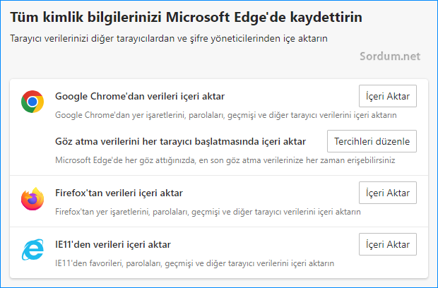 EDGE tarayıcı verilerini içe aktar