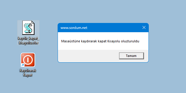 Windowsu kaydırarak kapat