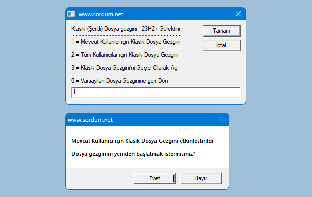 Windows 11 de klasik dosya gezginini kullanın