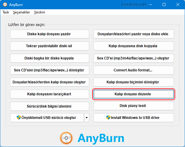 AnyBurn ile ISO dosyası nasıl düzenlenir