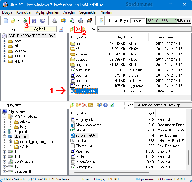 Ultra ISO ile ISO dan dosya çıkart