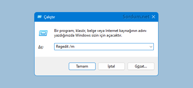 Birden fazla Regedit.exe açma komutu