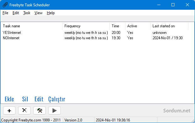 Freebyte task scheduler görevleri