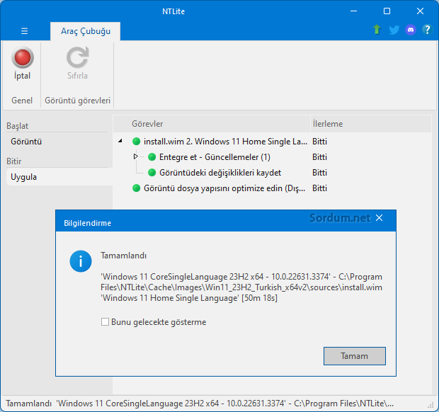 Ntlite export , create ISO