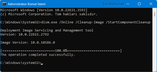 dism temizlik komutu