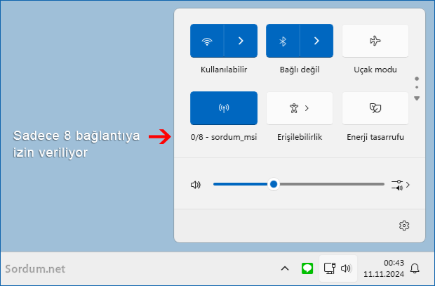 Mobil etkin nokta bağlantı sayısı