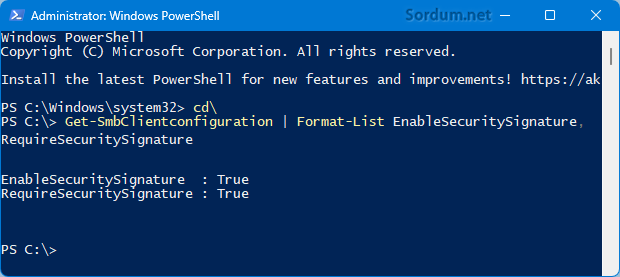 SMB imzalama Kontrolü