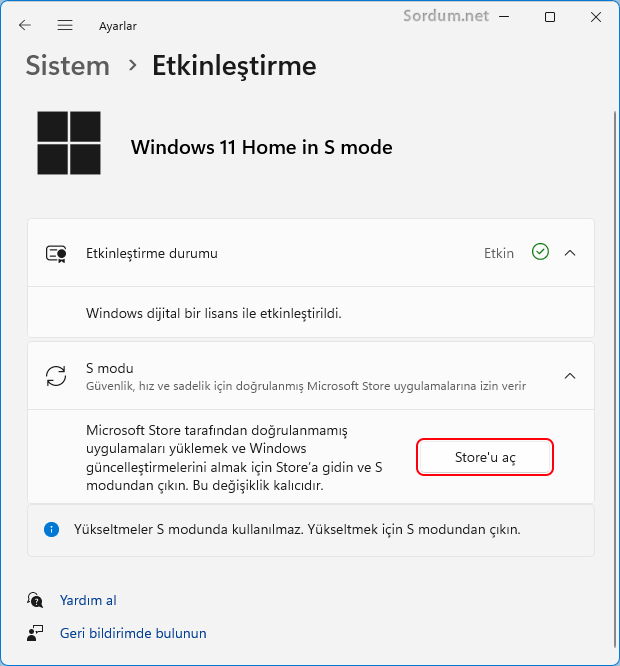 Windows S modundan nasıl çıkılır