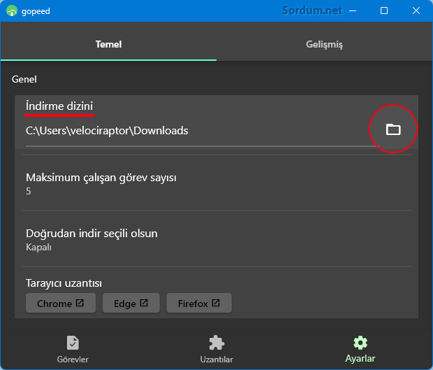 Gopeed indirme dizini nasıl değiştirilir