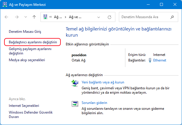 Ağa bilgisayar bağlamada ip ayarları