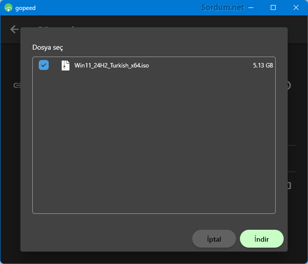 Gopeed dosya seç