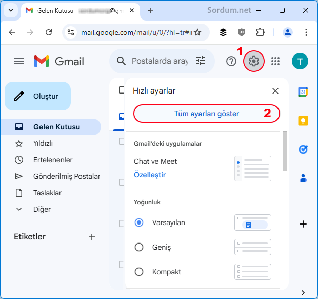 Gmail tüm ayarlarını göster